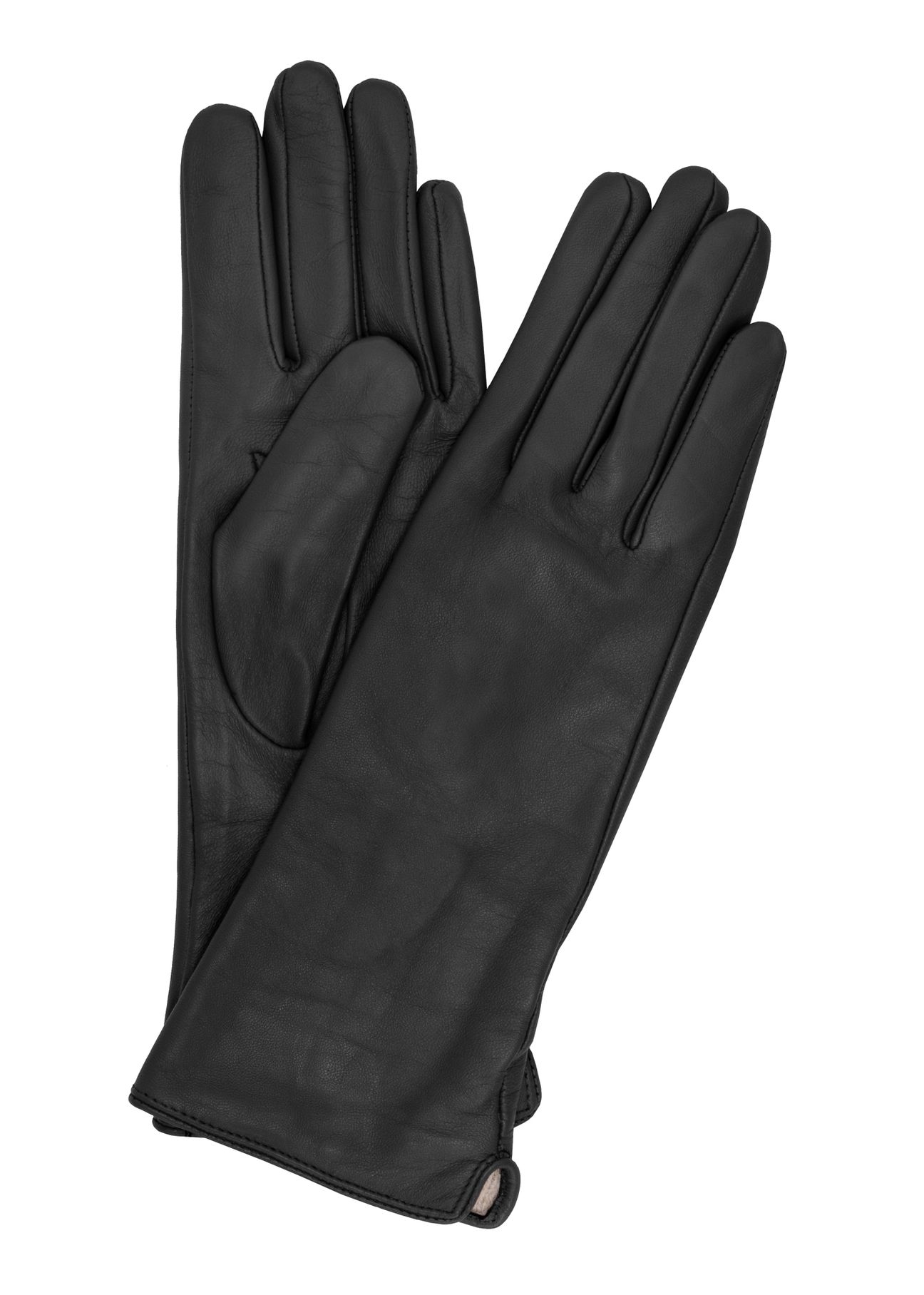 Długie czarne skórzane rękawiczki damskie